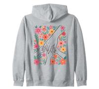 Design Floreale delle Mani Unite per Celebrar L'Amore Felpa con Cappuccio