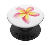 Design floreale hawaiano Plumeria rosa e giallo PopSockets PopGrip Adesivo