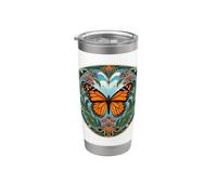 Design floreale in stile Liberty con farfalla monarca Bicchiere termico in acciaio inox doppia parete