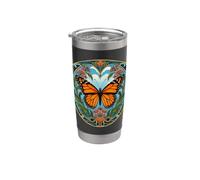 Design floreale in stile Liberty con farfalla monarca Bicchiere termico in acciaio inox doppia parete