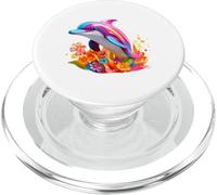 Design floreale tropicale pop art con delfini dai colori vivaci PopSockets PopGrip per MagSafe