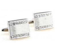 Design Gemelli Argento & Bianco Cristallo da Uomo By Frederick Thomas Matrimonio