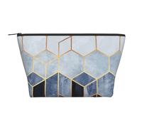 Design geometrico in oro blu, Borsa da toilette Borsa per trucco Borsa per cosmetici Borsa da toilette da viaggio portatile