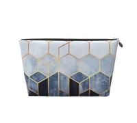 Design geometrico in oro blu, Borsa da toilette Borsa per trucco Borsa per cosmetici Borsa da toilette da viaggio portatile