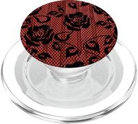 Design gotico con stampa floreale in pizzo con rose nere rosse PopSockets PopGrip per MagSafe