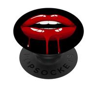 Design grafico a maniche corte con labbra rosse alla moda da donna PopSockets PopGrip Adesivo