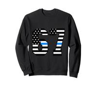 Design Grafico Americano con 67 Numeri Blu a Linee Sottili a Stelle e Strisce Felpa