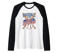Design Grafico del Giocatore di Baseball è Il Mio Amore Lingua Fan Maglia con Maniche Raglan