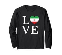 Design Grafico della Bandiera a Forma di Cuore Love Iran Persian Pride Maglia a Manica