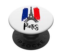 Design grafico di Parigi con Torre Eiffel e bandiera della Francia PopSockets PopGrip Adesivo