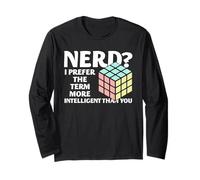Design Grafico di Speed Cubing Nerd Humor Puzzle Cube Maglia a Manica