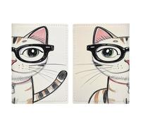 Design Hipster Cat Kitten Occhiali Porta Passaporto Ultra Sottile PU Pelle Organizzatore Documenti da Viaggio Compatto Premium Internazionale US Protezione Passaporto Cover per Donne Uomini