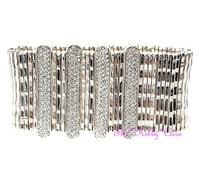 Design Hollywood Glamour Largo Argento Barrette Polsino Bracciale W/