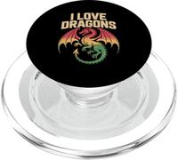 Design in stile retrò I Love Dragons PopSockets PopGrip per MagSafe