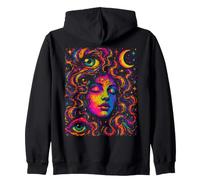 Design in Stile Vintage con Donna cosmica e Luna Felpa con Cappuccio