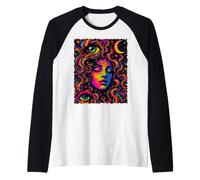 Design in Stile Vintage con Donna cosmica e Luna Maglia con Maniche Raglan
