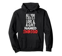 Design Indaco con Nome Gatto - all You Need is Love! Felpa con Cappuccio
