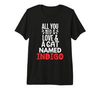Design Indaco con Nome Gatto - all You Need is Love! Maglietta Premium
