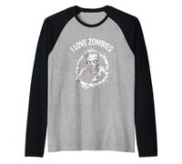 Design inquietante con Mostri Non Morti I Love Zombies Maglia con Maniche Raglan