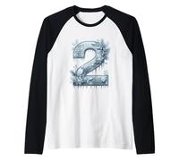 Design Invernale con Numero Due ghiacciato Maglia con Maniche Raglan