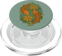 Design ispirato alla natura zen con fiori di loto e koi PopSockets PopGrip per MagSafe