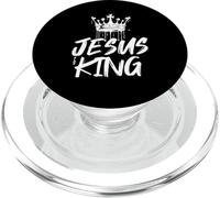 Design ispirato alla speranza cristiana con scritta "Jesus Is King" PopSockets PopGrip per MagSafe