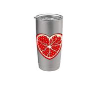 Design Kawaii a forma di cuore con melograno rosso Bicchiere termico in acciaio inox doppia parete