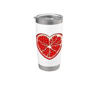 Design Kawaii a forma di cuore con melograno rosso Bicchiere termico in acciaio inox doppia parete