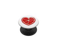Design Kawaii a forma di cuore con melograno rosso PopSockets PopGrip Adesivo