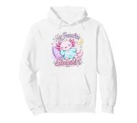 Design Kawaii Axolotl con Luna addormentata e Stelle Felpa con Cappuccio