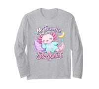 Design Kawaii Axolotl con Luna addormentata e Stelle Maglia a Manica