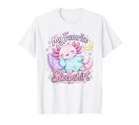 Design Kawaii Axolotl con Luna addormentata e Stelle Maglietta