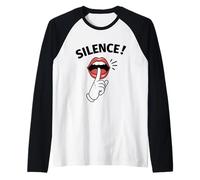 Design Labbra Shhh Silenzio Pop Art Mistero Chic Donna Maglia con Maniche Raglan