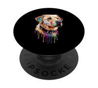 Design labrador colorato a forma di drip-art PopSockets PopGrip Adesivo