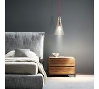 Design Lampada a Sospensione Vetro Schermo Pendolo Sala da Soffitto Argento IP20