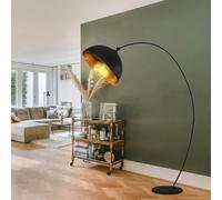 Design Lampada a Stelo Foglia Oro Arco Terra Faretto Allungabile Nero Opaco [EEK: Non valutato]