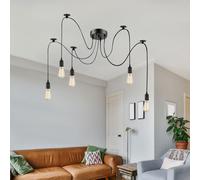 Design LED Lampada Sospensione Vano Coprire a Tessuto Nero Illuminazione [EEK: F]