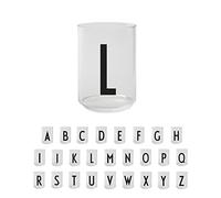 Design Letters Bicchieri Acqua Vetro (A-Z) | Regali di Natale Uomo & Donna | Vetro Borosilicato Progettato in Danimarca | Perfetto per Decorazioni Natalizie o Decorazioni da Tavola | 350 Ml