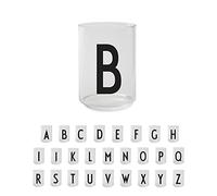 Design Letters Bicchieri Acqua Vetro con Iniziale (A-Z) | Idee Regalo Uomo & Regalo Donna | Vetro Borosilicato Progettato in Danimarca | Perfetto per Decorazioni da Tavola | Lettera Bicchieri | 350 Ml