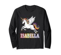 Design Magico con Nome di Isabella e Unicorno Maglia a Manica