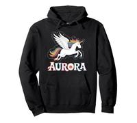 Design magico con unicorno aurora e nome della ragazza Felpa con Cappuccio