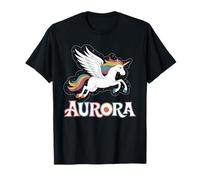 Design magico con unicorno aurora e nome della ragazza Maglietta
