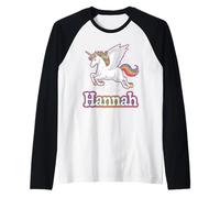 Design magico con unicorno Hannah per il nome Maglia con Maniche Raglan