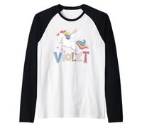 Design magico per nome ragazza unicorno viola Maglia con Maniche Raglan