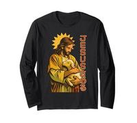 Design Manga Anime Jesus Touch Good Shepherd Christian Faith Maglia a Manica
