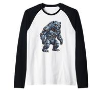 Design Meccanico Cyber Bear Robot Animal Tech Maglia con Maniche Raglan