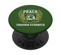 Design militare patriottico per la pace attraverso la forza PopSockets PopGrip Adesivo