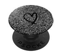 Design minimalista a forma di cuore nero e grigio PopSockets PopGrip Adesivo