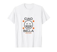Design Minimalista Ciao Bella Italiano ESTD 2025 Cuori Maglietta