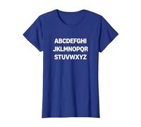 Design Minimalista con Lettere dell'alfabeto Maglietta, Donna, Blu Reale, L